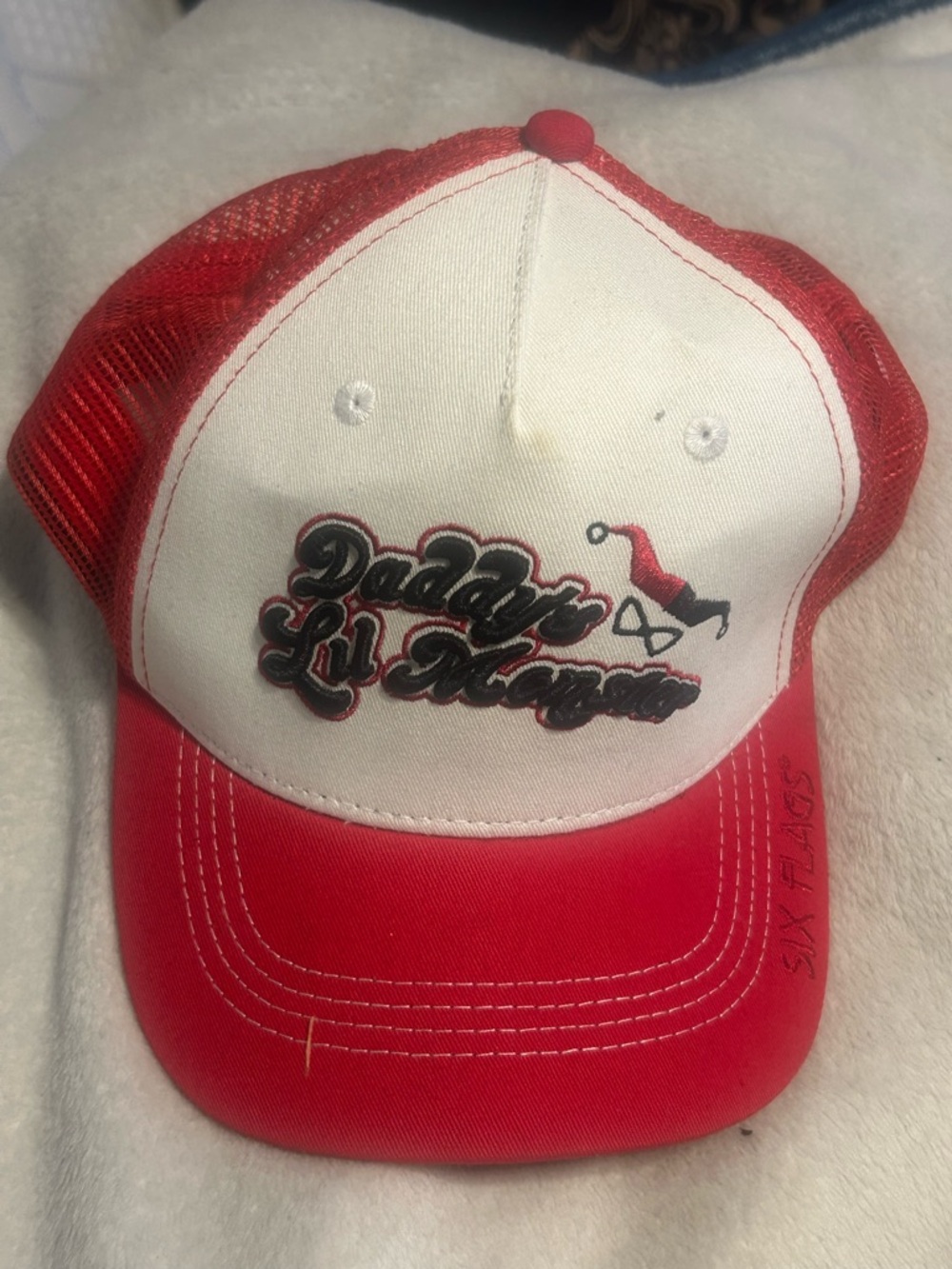 Daddy's Lil Monster Red & White Trucker Hat